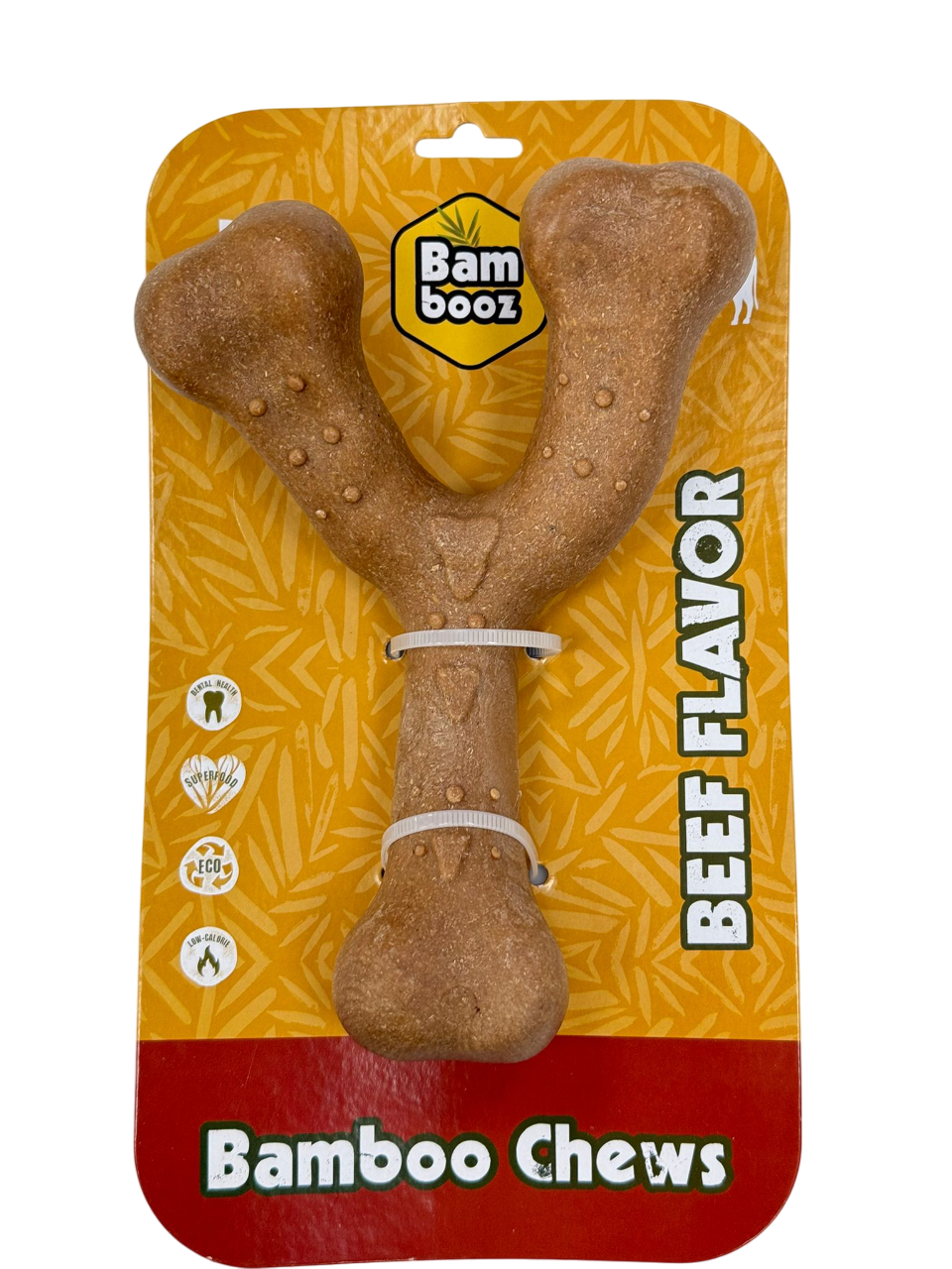 עצם לעיסה דנטלית לכלבים מבמבוק Bam Booz בטעם בקר – צורת Y /