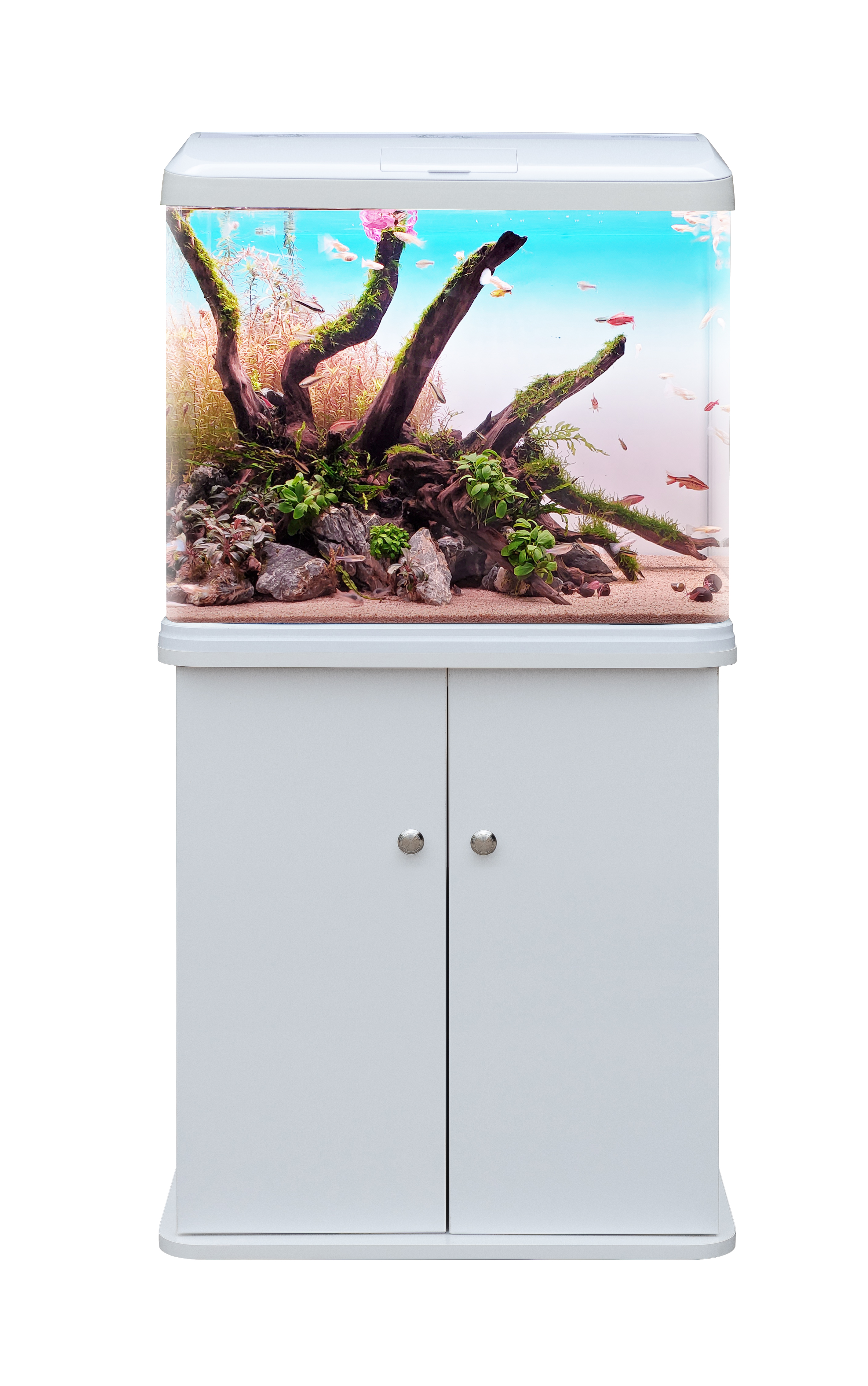 אקווריום פנורמי SOBO T-850F עם ארונית אחסון – שחור / לבן