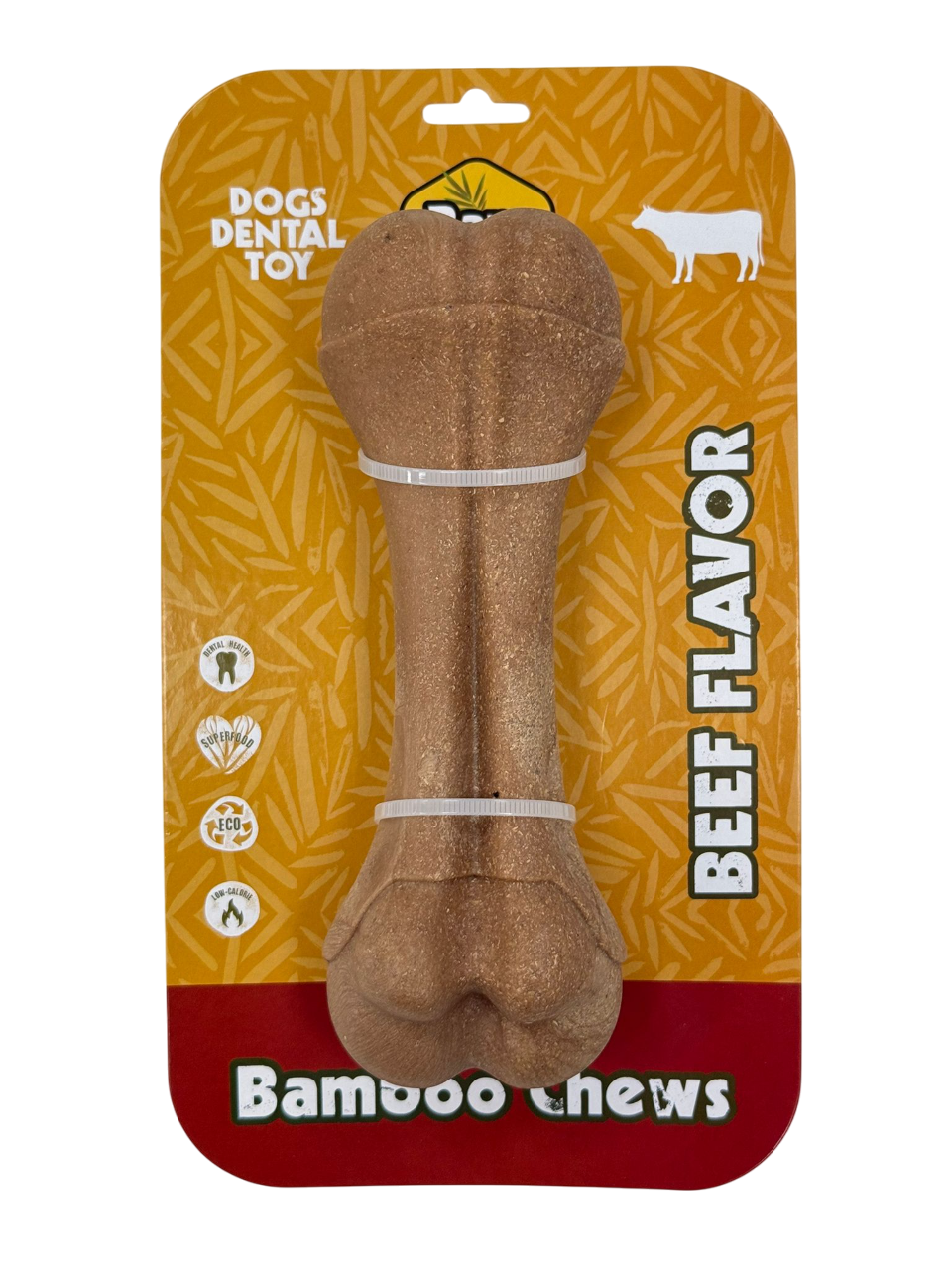 עצם לעיסה דנטלית לכלבים מבמבוק Bam Booz בטעם בקר – Bamboo Chews