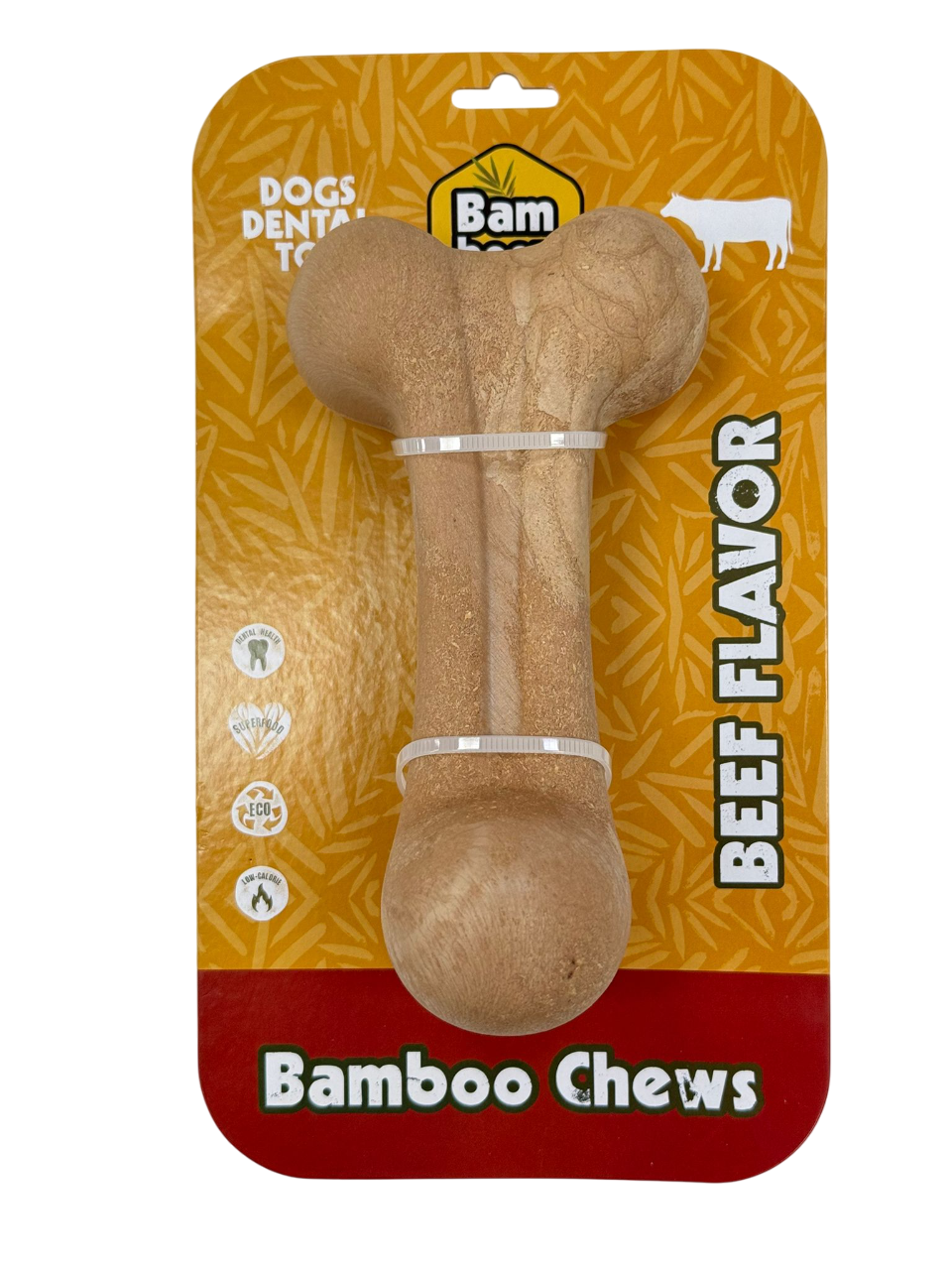 עצם לעיסה דנטלית לכלבים מבמבוק Bam Booz בטעם בקר – Bamboo Chews